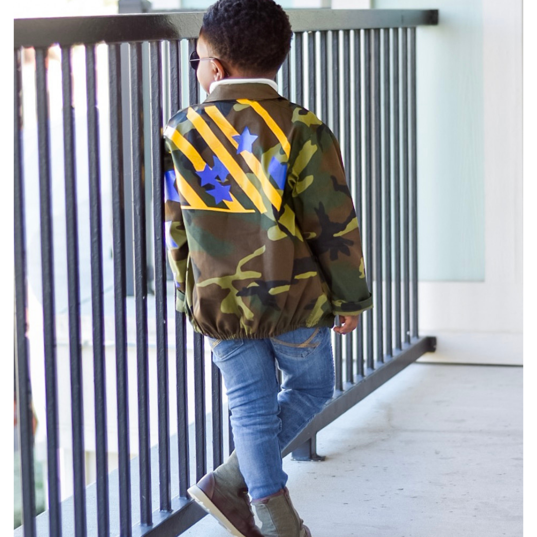 Kids Camouflage Bomber Jacket - Exclusive Stars and Stripes - KingandLola