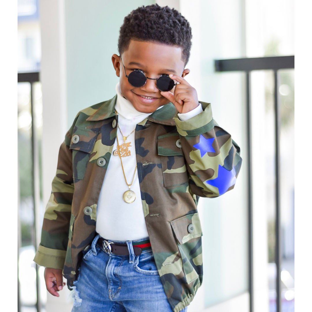 Kids Camouflage Bomber Jacket - Exclusive Stars and Stripes - KingandLola