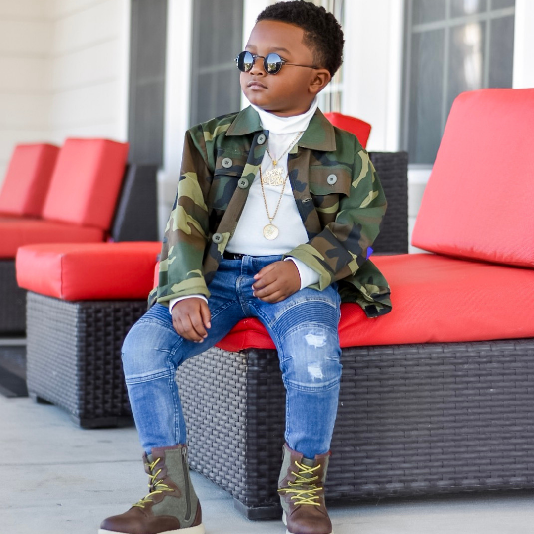 Kids Camouflage Bomber Jacket - Exclusive Stars and Stripes - KingandLola