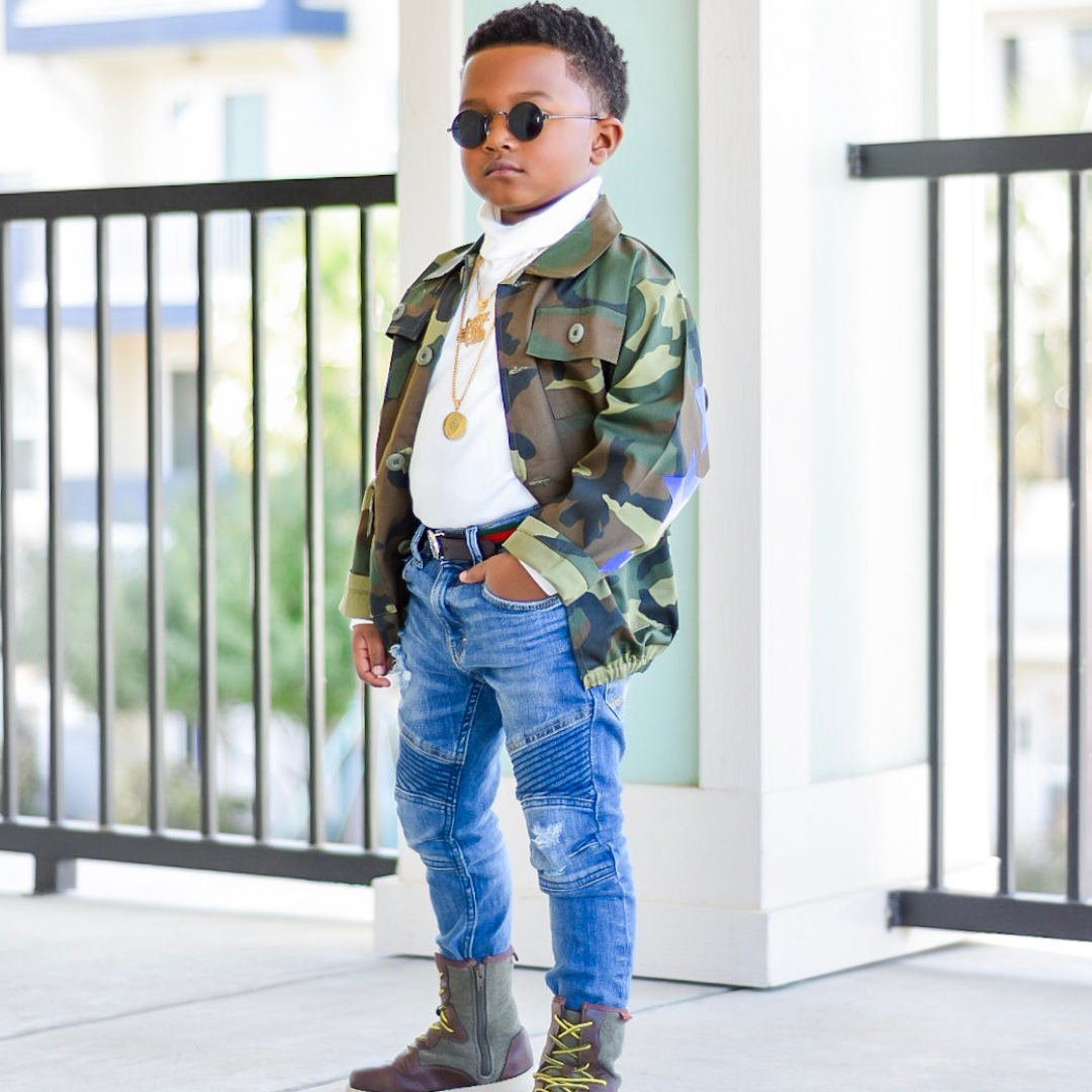 Kids Camouflage Bomber Jacket - Exclusive Stars and Stripes - KingandLola