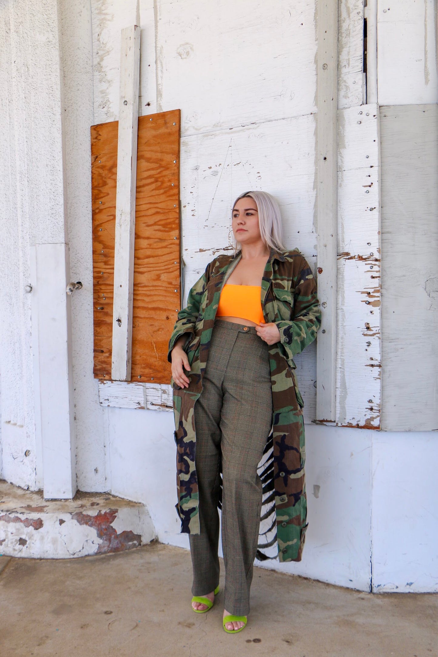 Vintage Adult Trench Camouflage Jacket with or without Distressed Back - KingandLola