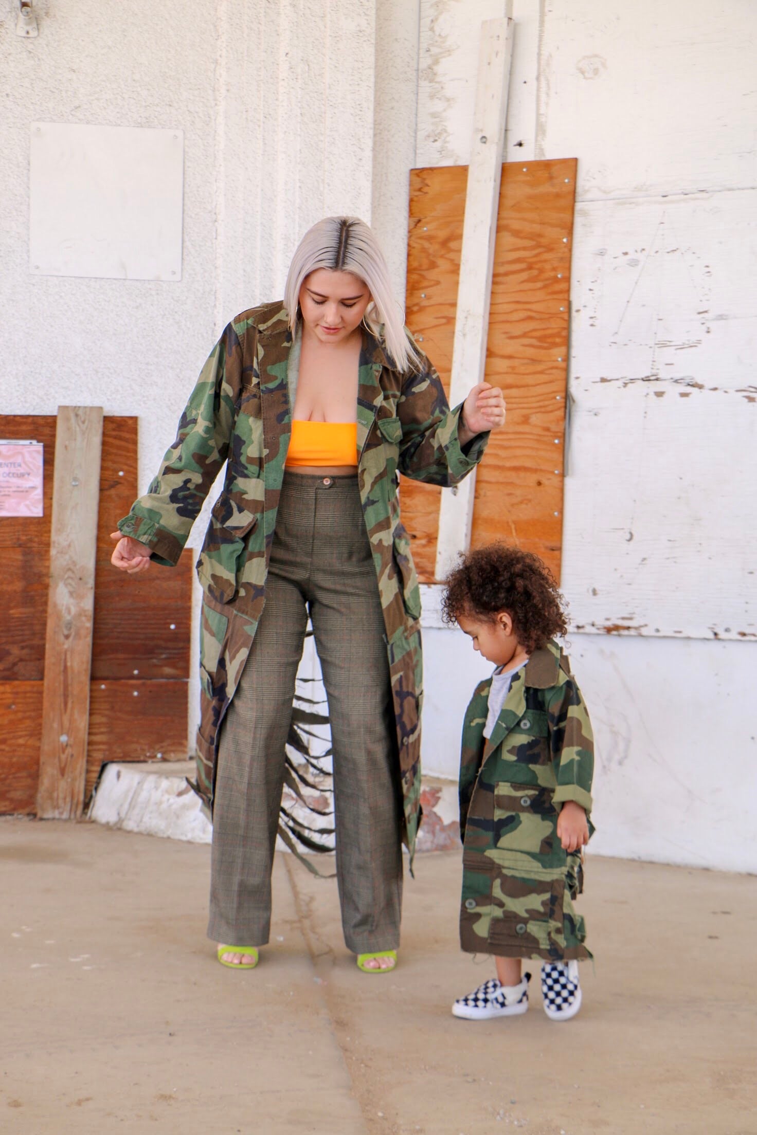 Vintage Adult Trench Camouflage Jacket with or without Distressed Back - KingandLola